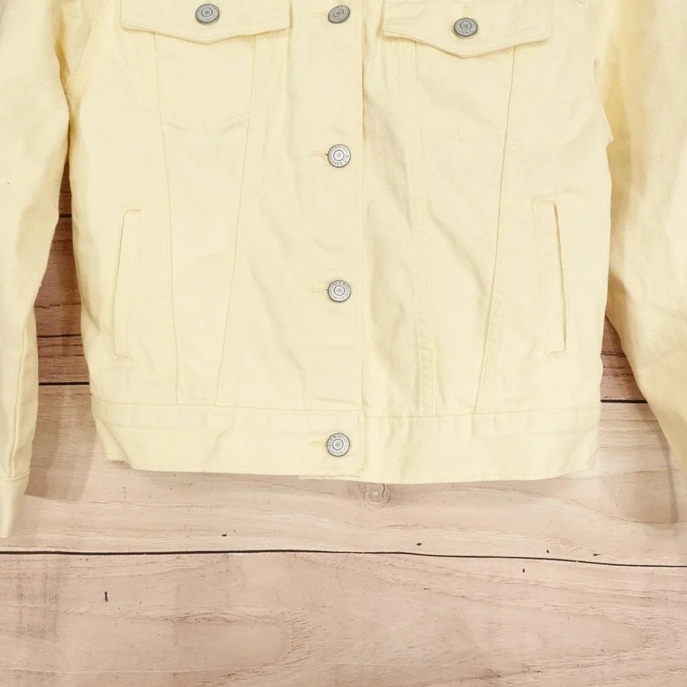 Old Navy Denim Jacket Kids? Womens? L 10/12 Yellow Cotton Button READ***